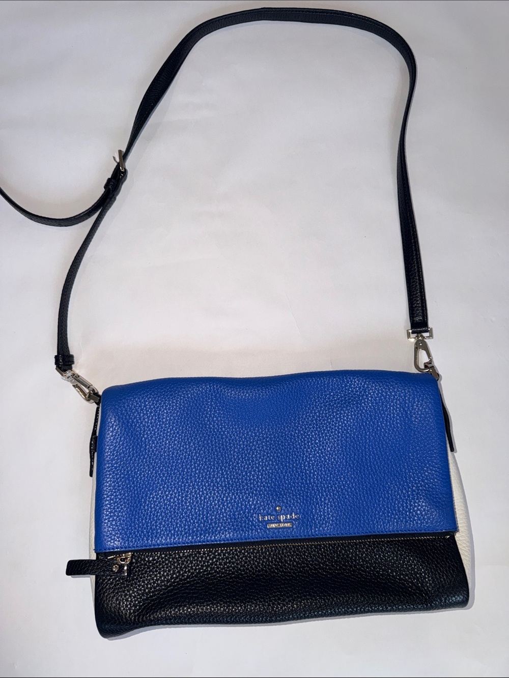 kate spade Blue and Black Leather Colorblock Crossbody Bag - Picture 1 of 8